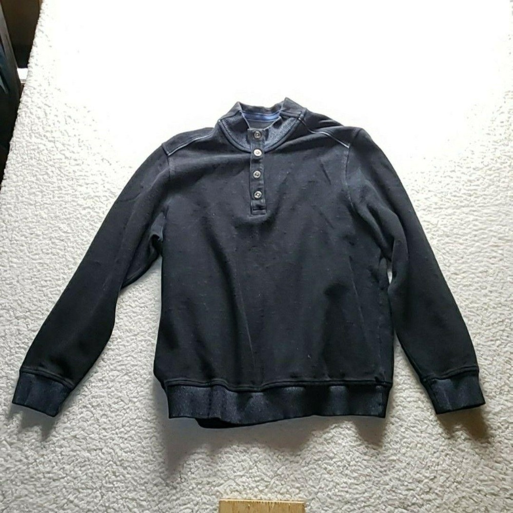 Tommy Bahama Sweatshirt Mens XL Blue Fleece Henley Pullover Raglan Cotton